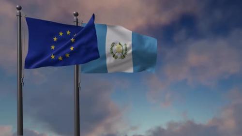 Videohive - Guatemala Flag Waving Along With The European Union Flag - 2K - 42933035 - 42933035