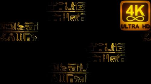 Videohive - Trippy Glowing Hieroglyphs Egypt Ancient Historic Wallpaintings Old Symbols 3D Vj loop Background 4k - 42945160 - 42945160