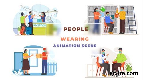 Videohive People Wearing Mask Animation Scene 43070794