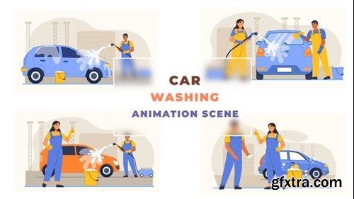 Videohive Car Washing Animation Scene 43043633