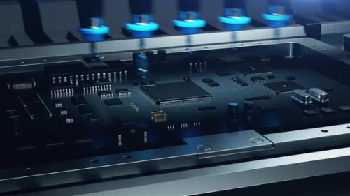 Videohive - manipulator assembles chips on a chip. animation of microelectronics production - 42974632 - 42974632