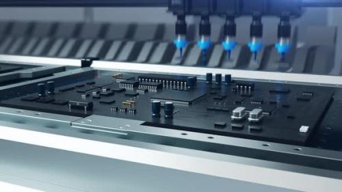 Videohive - Production of electronics Microcircuits and Chips . robot assembles system boards. Loop Animation - 42974634 - 42974634