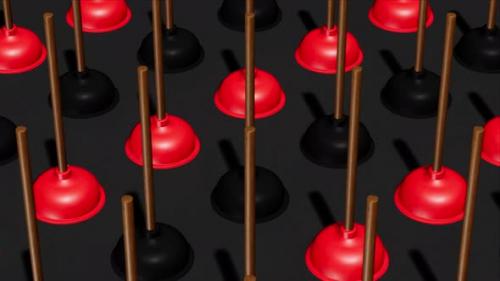 Videohive - Red and Black Sink Plunger Background Loop - 42976497 - 42976497