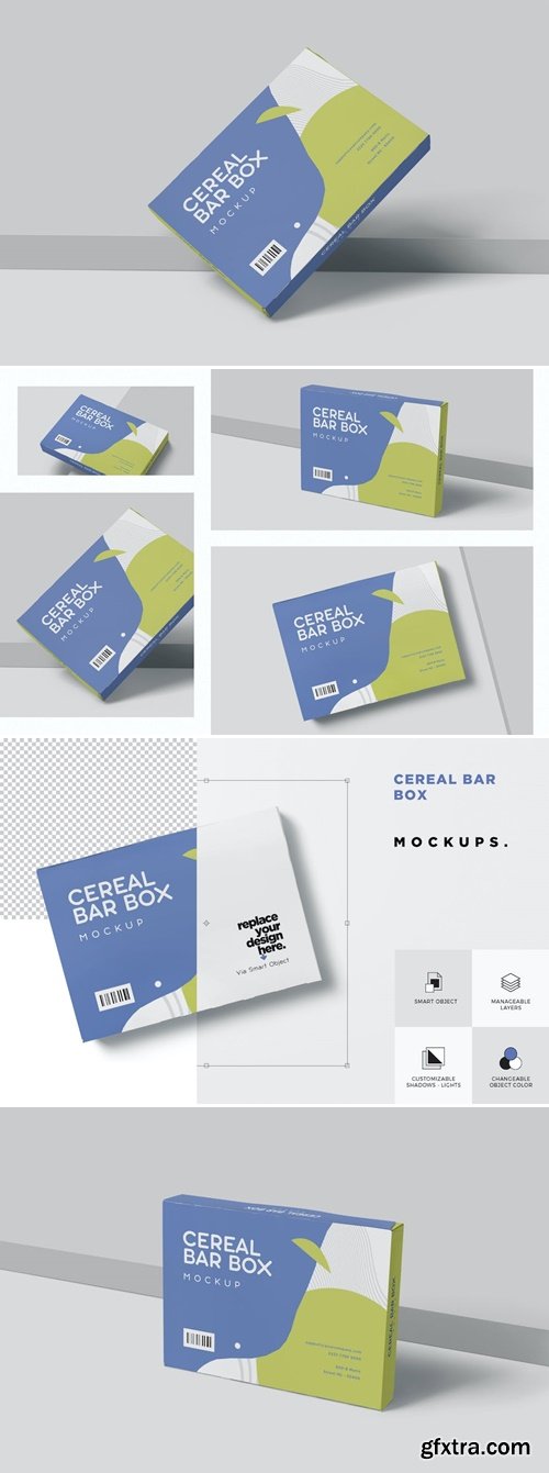 Landscape Cereal Pack Box Mockups 298WFA3