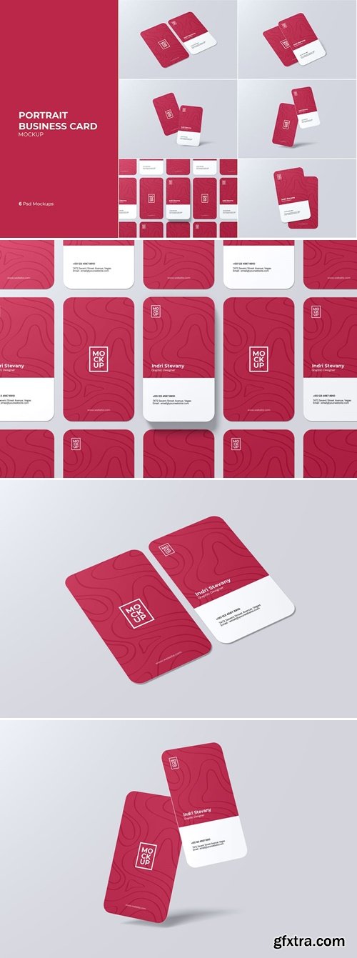 Rounded Portrait Business Card Mockup YGXP59R