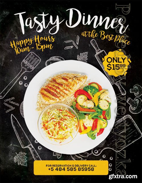 Psd Flyer Tasty Dinner design templates