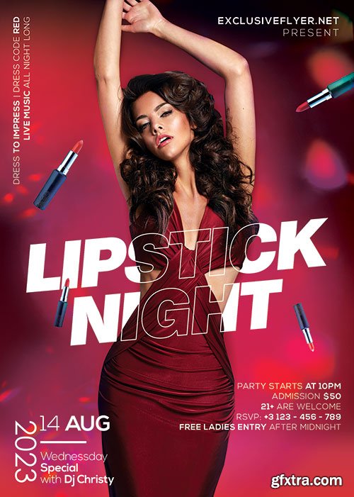 Psd Flyer Lipstick night party design templates