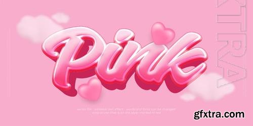 Vector 3d font style pink editable text effect