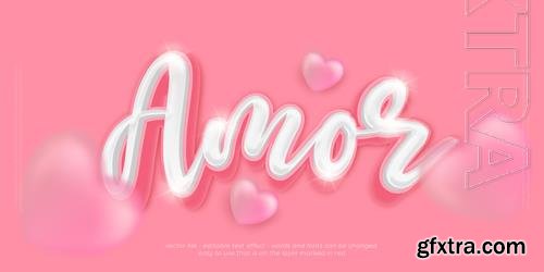 Vector 3d font style amor editable text effect