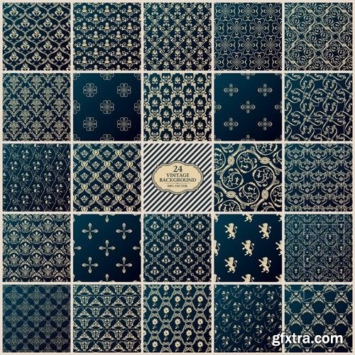 Vector vintage backgrounds set seamless pattern ornament