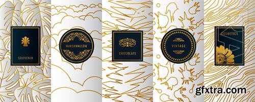 Vector vintage set of design vertical elements labels frames logo packaging luxury design vol 8