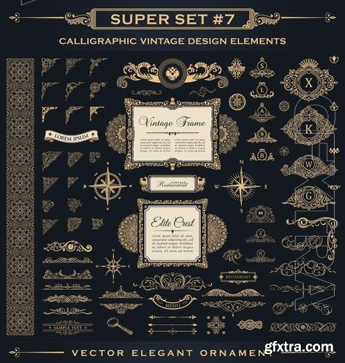 Vector flourishes vintage logos and page decoration ornament for design frames