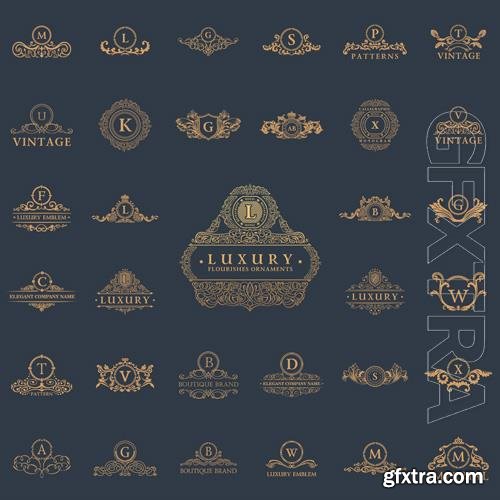 Vector luxury vintage logos and labels elements