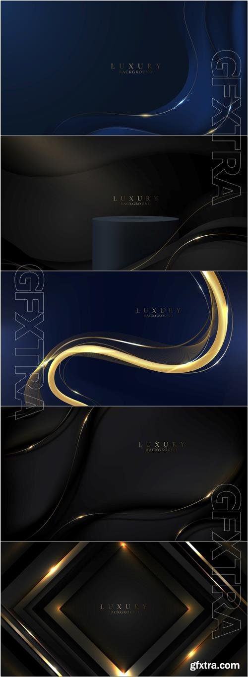 Abstract 3d elegant  wave curved lines and lighting effect on black background