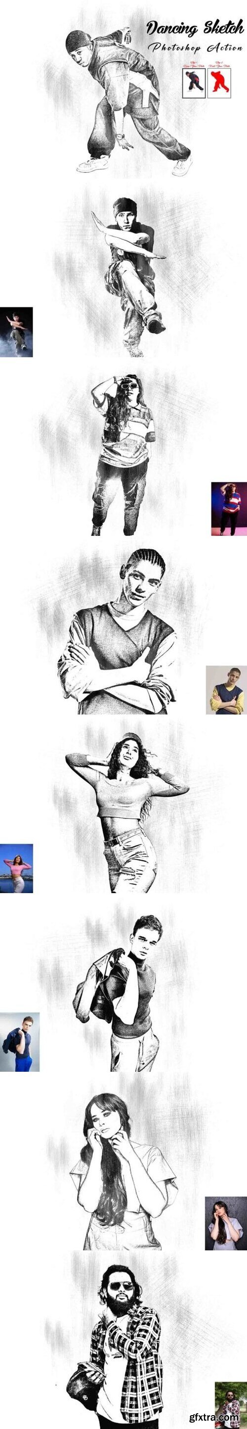 Creativemarket - Dancing Sketch Photoshop Action 12639149