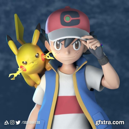 Ash and Pikachu – 3D Print Model