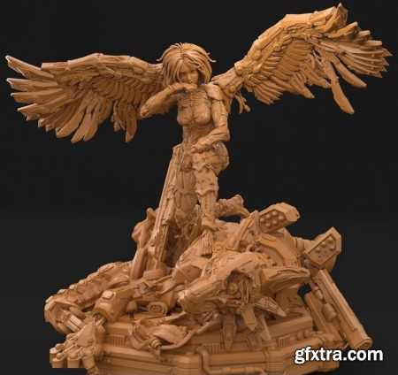 Cyborg Angel Pose Two – 3D Print Model