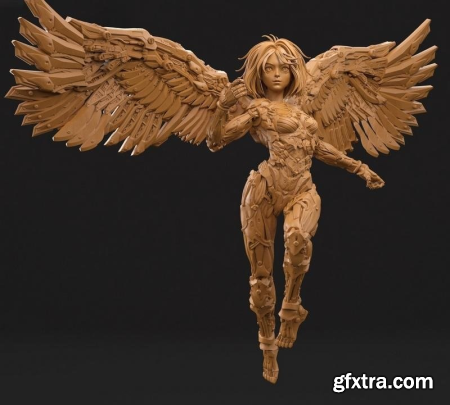 Cyborg Angel Pose One – 3D Print Model