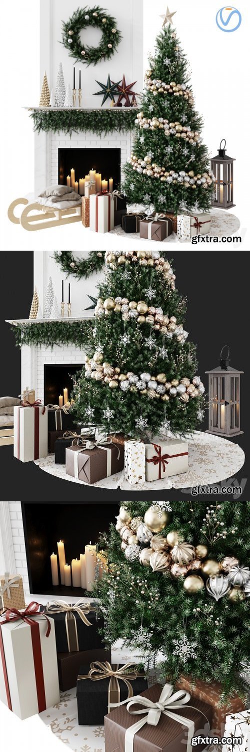 Christmas Decorative set sk_1 (Vray)