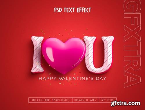 PSD i love you valentine's day editable text effect