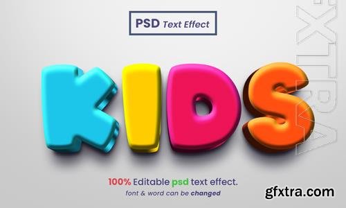 PSD kids 3d text effect multiple color psd text effect