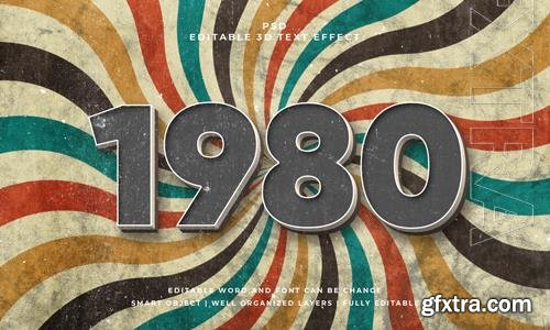 PSD 1980 vintage psd 3d editable text effect with background