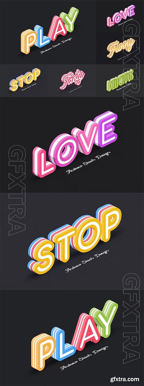 Colored isometric text effects