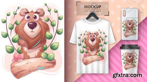 Vector cartoon character adorable bear