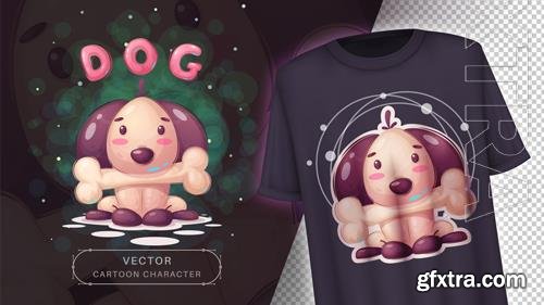 Vector cartoon character adorable dog