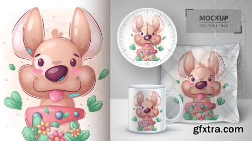 Vector cartoon dog character adorable