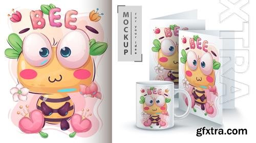 Vector cartoon character adorable love bee