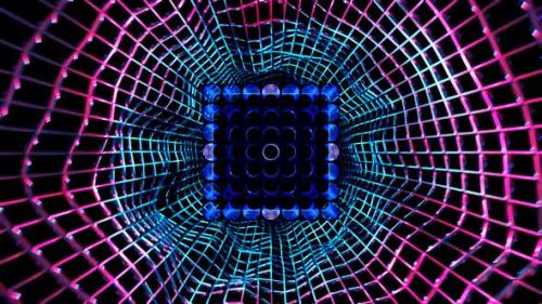 Videohive - rotating blue cube in space grid vj loop background template - 43078077 - 43078077