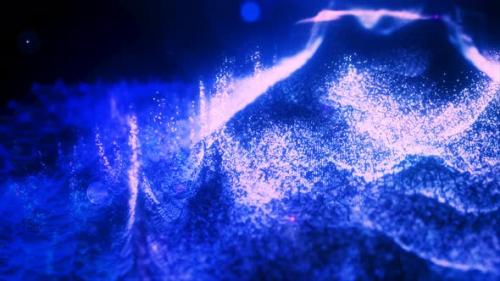 Videohive - Abstract moving blue futuristic landscape of particles and dots of energetic magic with glow - 43087397 - 43087397