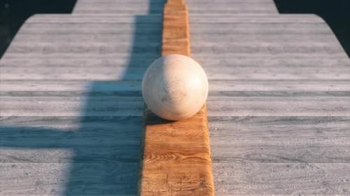 Videohive - A Marble Ball Rolls Down a Wooden Track - 43089715 - 43089715