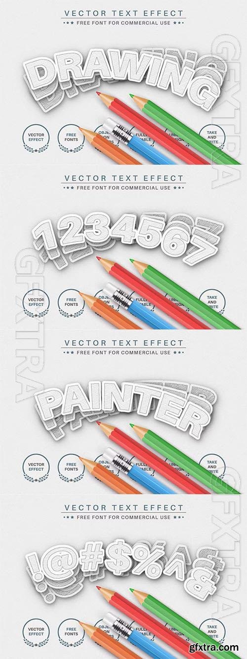 Pencil drawing - editable text effect, font style