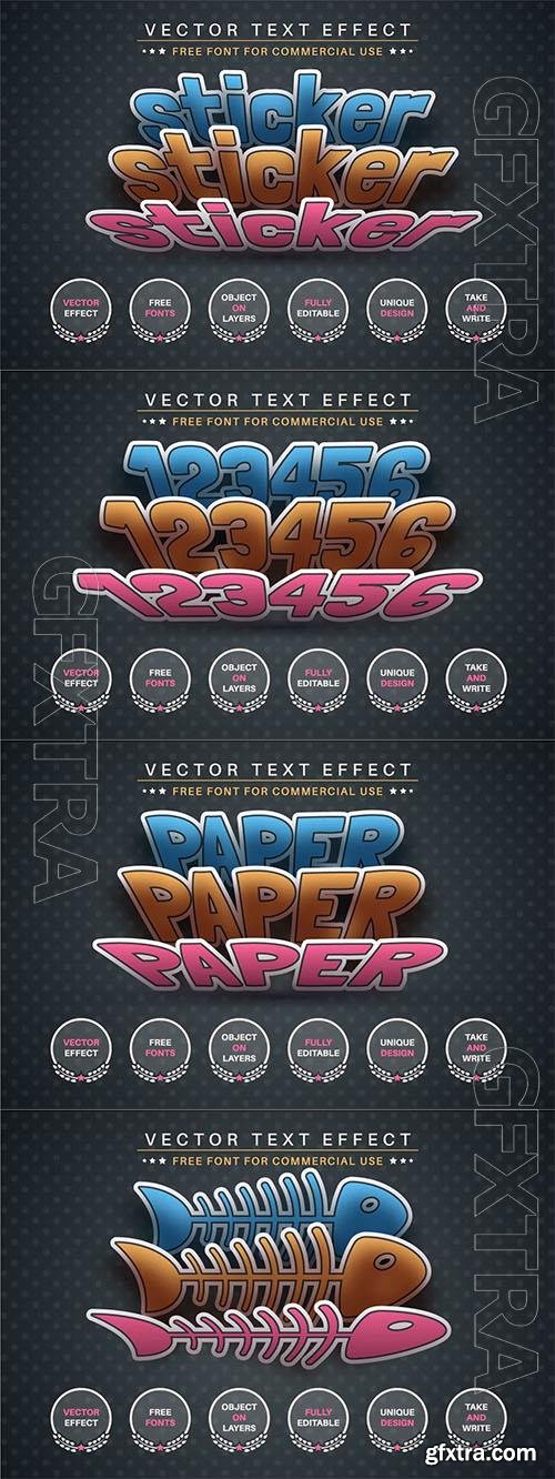 Three stickers - editable text effect, font style