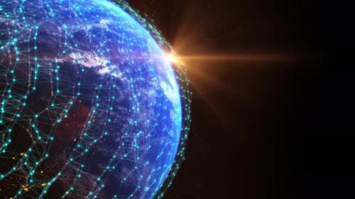 Videohive - Digital grid over earth planet. Global communication Network connection. - 43001868 - 43001868