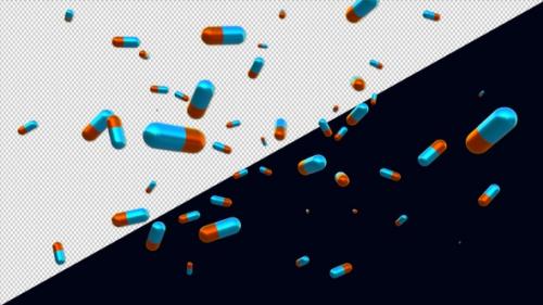 Videohive - Medicine Tablets Flying Transparent Background Loops V3 - 43014732 - 43014732