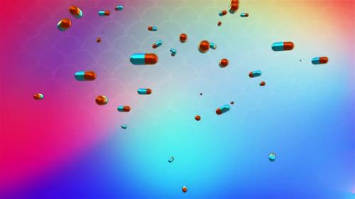 Videohive - Medicine Tablets Flying Background Loop V2 - 43014734 - 43014734