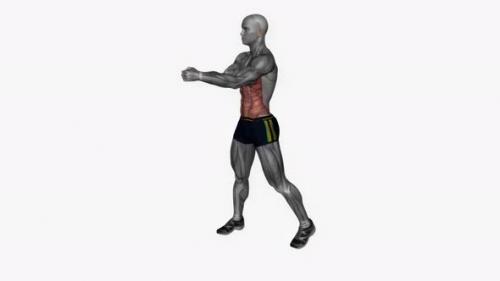 Videohive - Diagonal Chop Left fitness exercise workout animation video male muscle highlight 4K 60 fps - 43015170 - 43015170