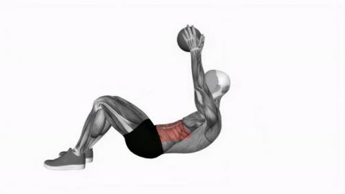 Videohive - Crunch With Medicine Ball fitness exercise workout animation video male muscle highlight 4K 60 fps - 43015171 - 43015171