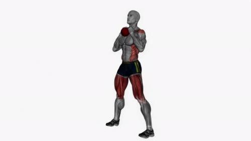 Videohive - Good Mornings Kettlebell fitness exercise workout animation video male muscle highlight 4K 60 fps - 43015904 - 43015904