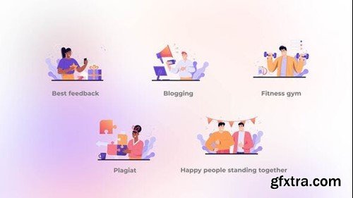 Videohive Happy People Standing Together  - Gradient Concept 43087170