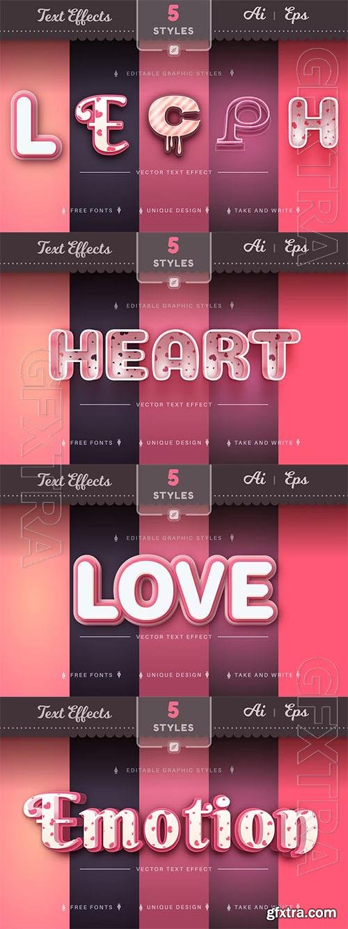 Set of 5 Pink Emotions Editable Text Effects