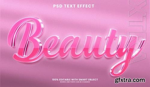 PSD beauty glossy 3d text effect mockup with window shadow