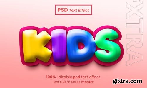 PSD kids 3d text effect multiple color psd text effectf