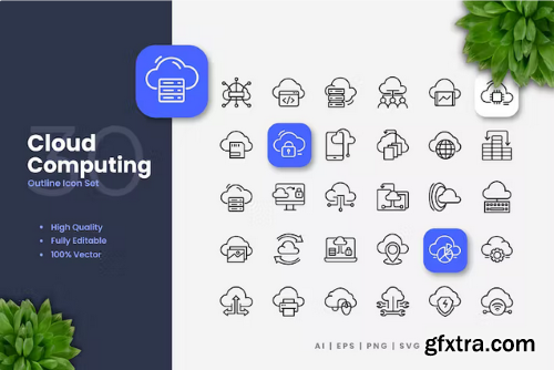 Cloud Computing Outline Icons 6NEHBEA