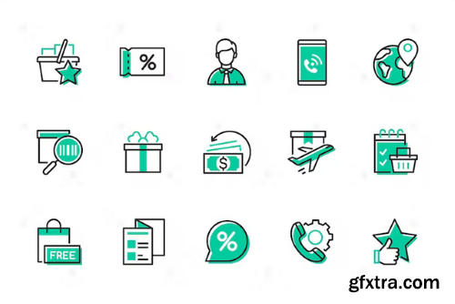 Shopping - Set of Line Design Style Icons 6NEHBEA