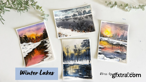 Paint Winter Lakes Using Watercolors | Four Class Projects