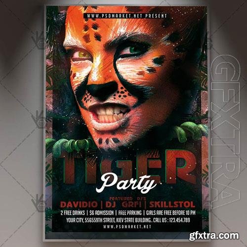 Psd Tiger party flyer design templates